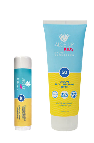 Aloe Up Kids Sunscreen Lotion SPF50 + Aloe Up Kids Face Stick SPF30 Aloe Up Dunedin New Zealand